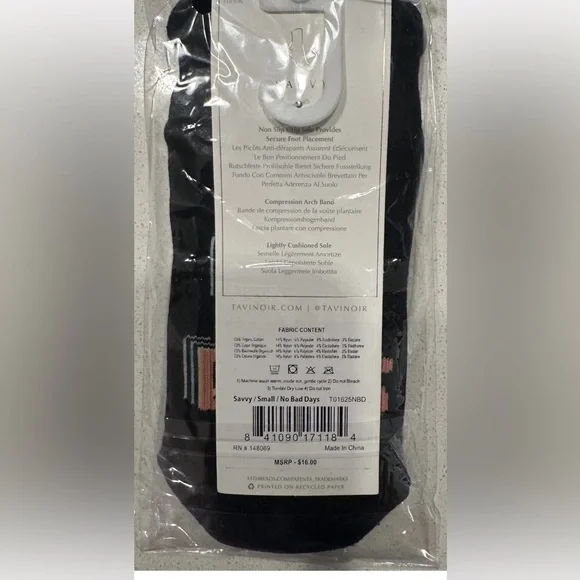 NWT Tavi Noir Grip socks Pilates Barre Savvy No Bad Days New Size S/M - Picture 3 of 5